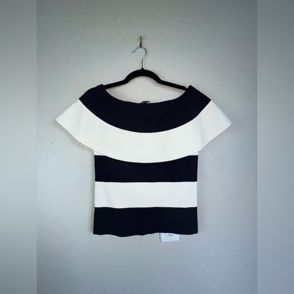 Ann Taylor Sweaters - Ann Taylor Size Small Navy and white off shoulder knit top 744